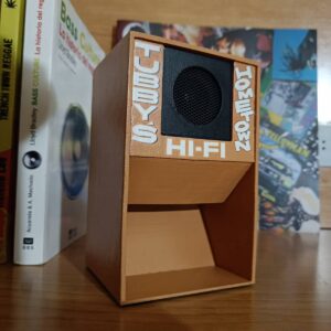 10W Tubby's Hometown Hi-Fi Mini Bluetooth Speaker, 17cm height, on a bookshelf with reggae culture background.