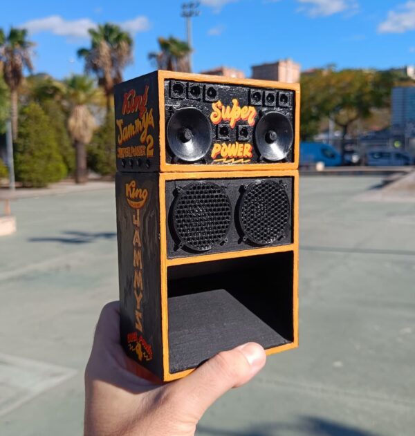 Capture the vibe of a reggae legend with this Bluetooth-enabled mini replica inspired by King Jammy’s Super Power.