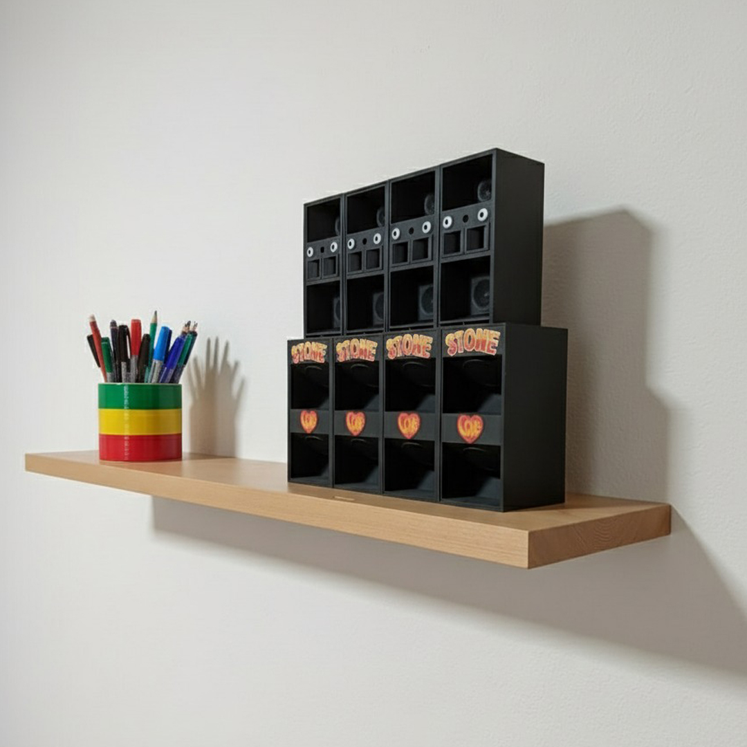 The replica of stone love sound system on a shelf